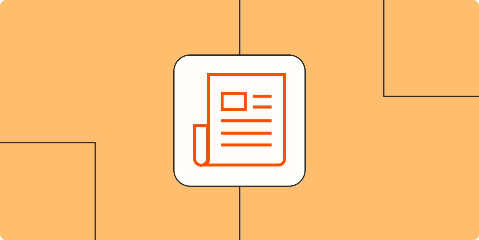 Hero image with an icon representing a newsletter