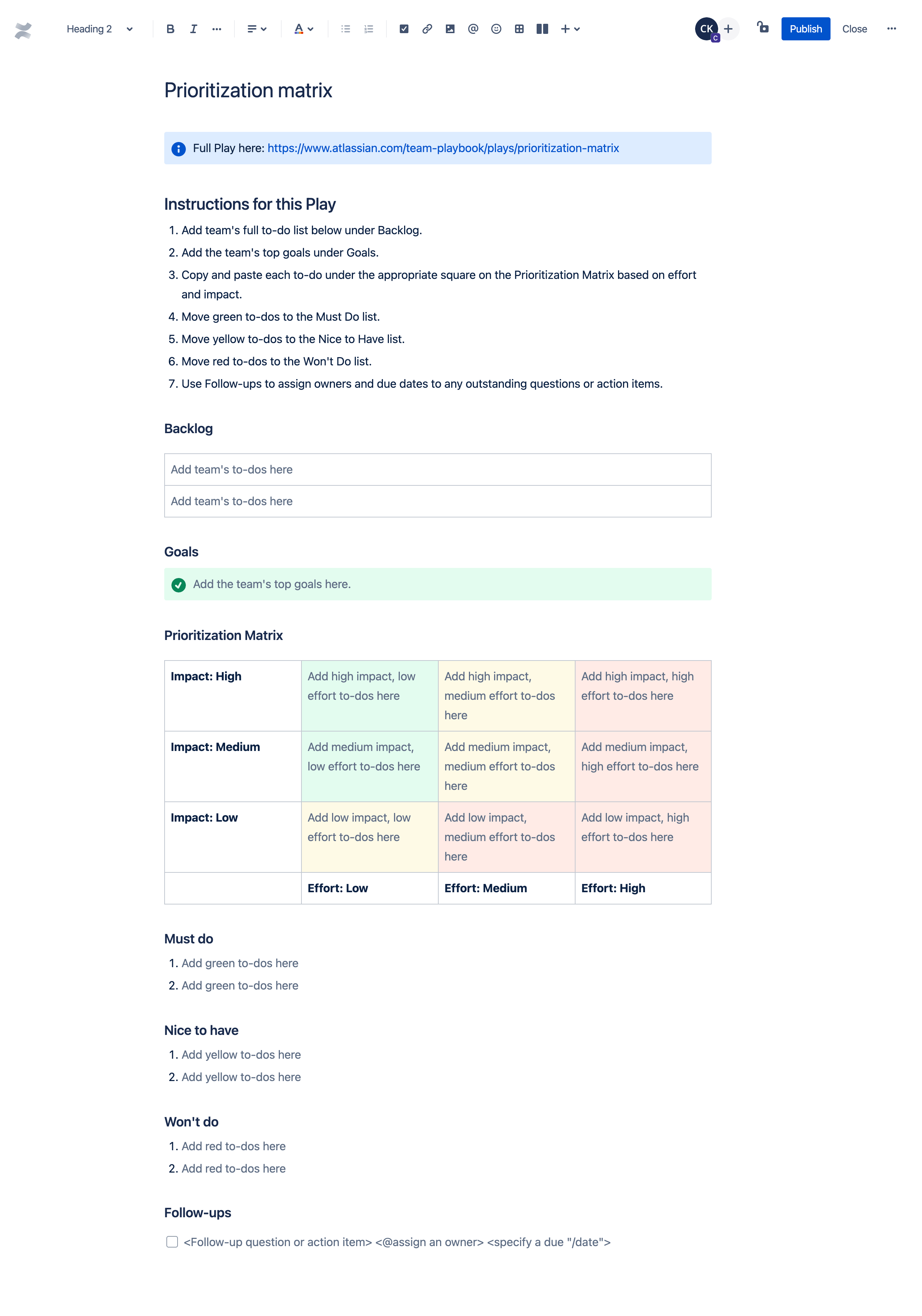 Prioritization matrix preview.