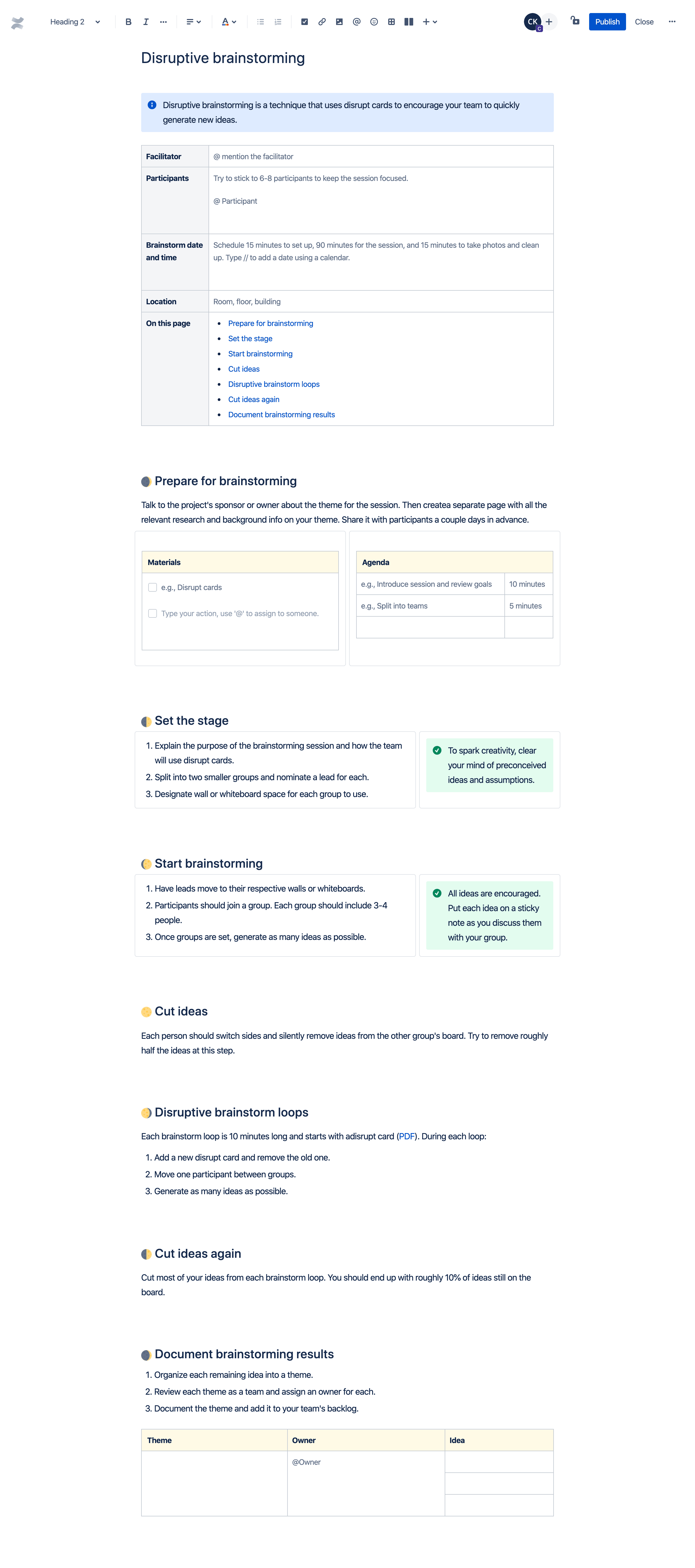 Disruptive brainstorming template preview image