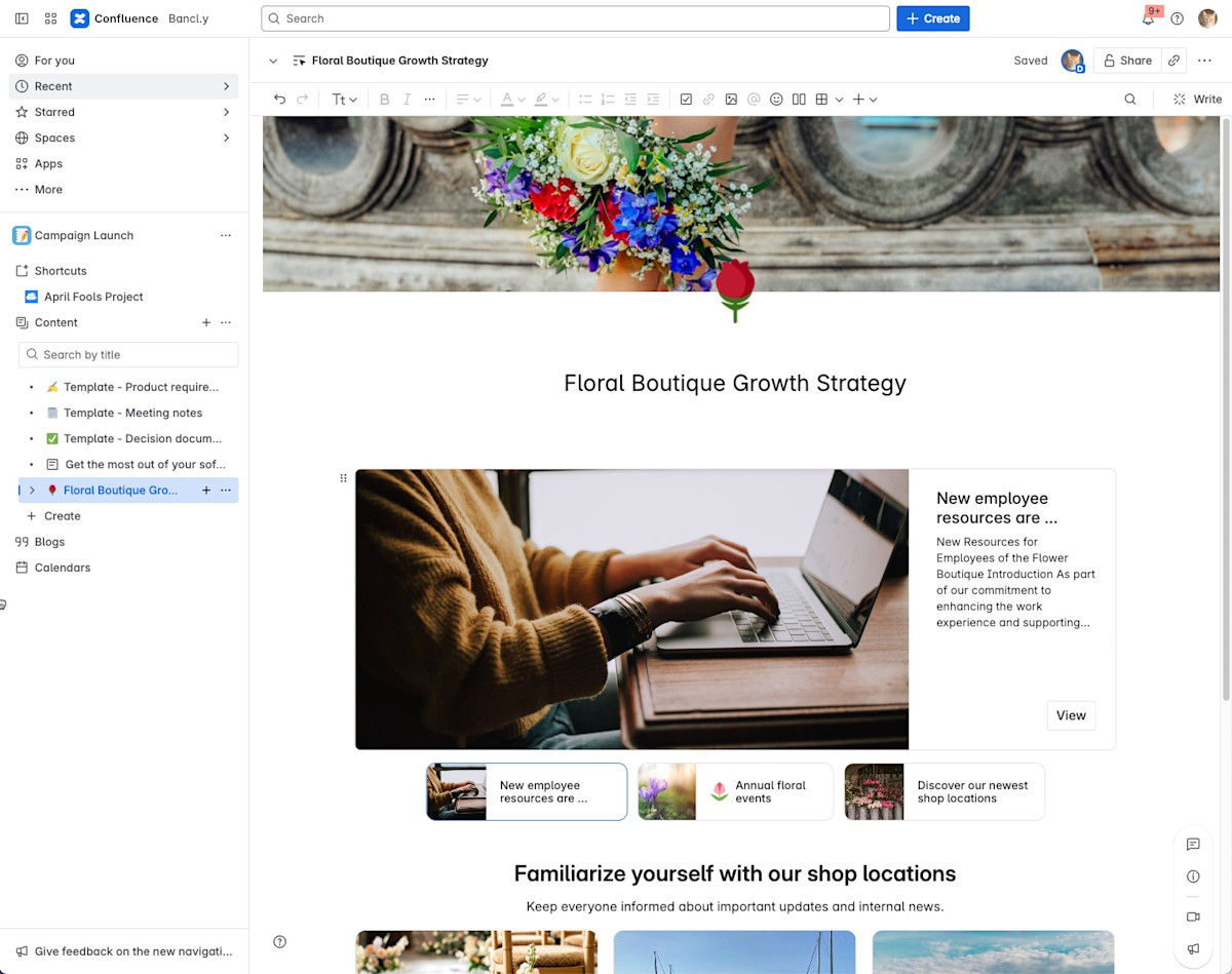 A carousel of three frames displayed on a Confluence page